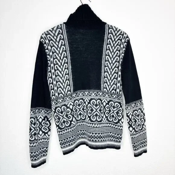 N°21 Jacquard Mohair Cropped High Low Black and White Sweater S - Picture 7 of 10